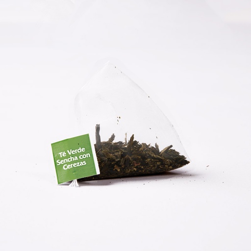 [COM0034] TE´S PIRAMIDES VERDE SENCHA CEREZAS Estuche de 15/ud